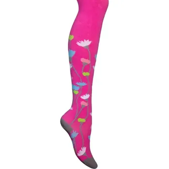 Dámské punčochy Dívčí punčochy Barevné květy - 116-122 / malinová