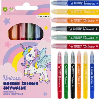 Kresba STARPAK Gelové Pastelky ve vysouvací tyčince SMÝVATELNÉ, 6 barev, motiv JEDNOROŽEC