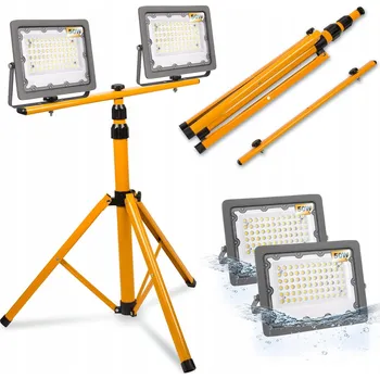 Halogenové LED Stavební Světlomety se Stativem 2x50W / 100W 10000lm Stojan