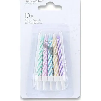 Dortová svíčka Svíčka na dort pastelové barvy 10ks 9904360