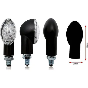 Moto sedlo BIHR Oválné LED indikátory černé univerzální 003-7