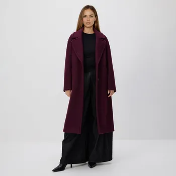 Reserved - Kabát z buklé příze - bordó - 735HD-53X - 735HD-53X-XS