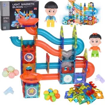 Kuličková dráha Mamido Magnetická svítící stavebnice kuličková dráha 142 dílků