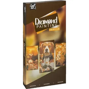 Diamantové malování diamantové malování na rámu pes – triptych 40 × 20 cm + 30 × 20 cm