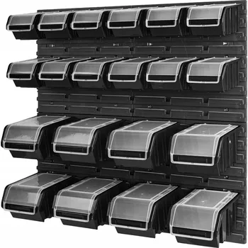 Obraz 4 x Nástěnná panelová deska na nářadí + 20 boxů/úložných boxů