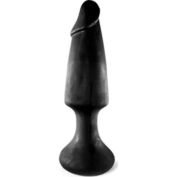 Dildo All Black AB71, černé vinylové dildo 34 x 4–9 cm