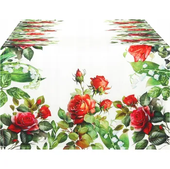 ubrus Bieżnik na Stůl 40x150 Dekorativní Běžec na Stůl Červené Růže