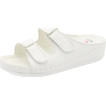 Dámská zdravotní obuv SAMLUX® Zdravotní pantofle dámské s přezkami na suchý zip 508-8 white 41