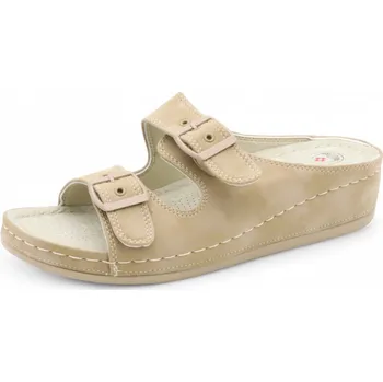 Dámská zdravotní obuv SAMLUX® Zdravotní pantofle dámské s přezkami 508-2 beige Velikost: 37