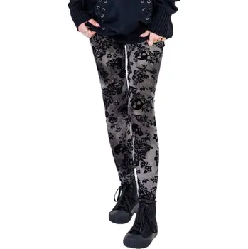 kalhoty dámské (legíny) JAWBREAKER - Skull And Flower - Grey - XXL