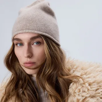 Čepice Reserved - Čepice s vlnou a kašmírem - pšeničná - 733FF-12X - 733FF-12X-ONE