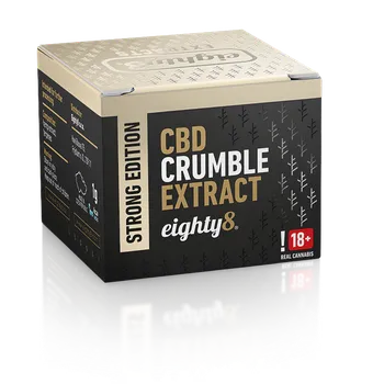 Zdraví Crumble CBD exktrakt od společnosti Eighty8 je s citrusovou vůní a až 85 % CBD.