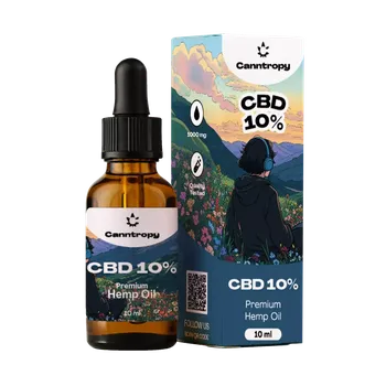 CBD Prémiový CBD olej s koncentrací 10 % (1000 mg) v 10 ml balení. Obsah THC méně než 0,2 %. Vyroben z kvalitního CBD destilátu a MCT kokosového oleje.