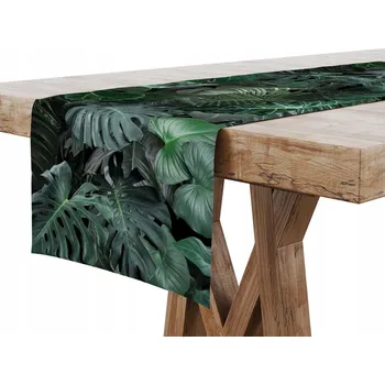 Obraz Běžec na stůl černý, odstíny zelené 240 x 40 cm