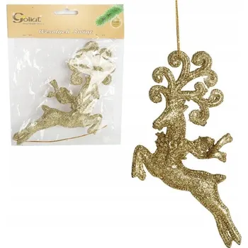 Vánoční dekorace DEKORATIVNÍ ZÁVĚS SOB S BROKÁTEM 18 CM ZLATÝ VÁNOČNÍ OZDOBA