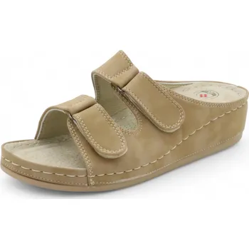 Dámská zdravotní obuv SAMLUX® Zdravotní pantofle dámské s přezkami na suchý zip 508-8 beige Velikost: 41