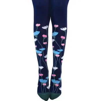 Dámské punčochy Dívčí punčochy Barevné květy - 92-98 / tmavě modrá