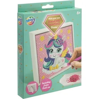 Diamantové malování MOXY Diamantové malování na rámu Jednorožec 15 x 15 cm