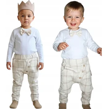 Kojenecká souprava Oblečení ke na křtiny Olek - body a kalhoty, slavnostní komplet pro chlapce, velikost 98