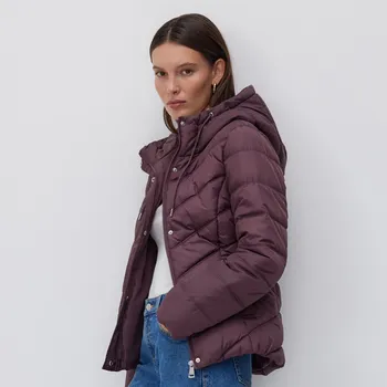 Reserved - Prošívaná bunda s kapucí - mahagonová - TS847-93X - TS847-93X-XXL