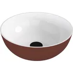 POLYSAN BANERA ROUND umyvadlo na desku, litý mramor, průměr 39cm, bílá/hnědá mat