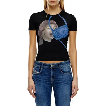 Dámské tričko TRIČKO DIESEL T-UNCUTIE-LONG-N19 T-SHIRT BLACK