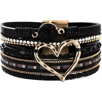 Náramek IZMAEL Náramek AG 38809 Heart Černá/Zlatá KP38809