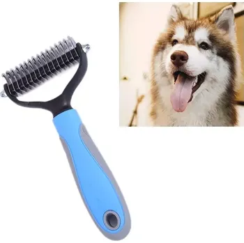 Péče o srst a drápky TopTechnology Hřeben pro psy z nerezové oceli - 18x7cm (modrý)