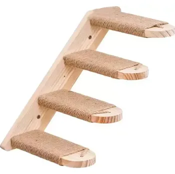 TopTechnology 4-vrstvé nástěnné kočičí škrabadlo s dřevěnou platformou a sisalem