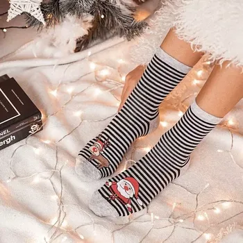 Dámské ponožky Dámské nestejné ponožky Santa a sobík M - 37-41 / šedá