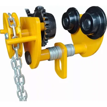 zvedák Ruční pojezd (jeřábová kočka) 1000 kg s řetězovým převodem 3m, pro I-nosník 75-125 mm