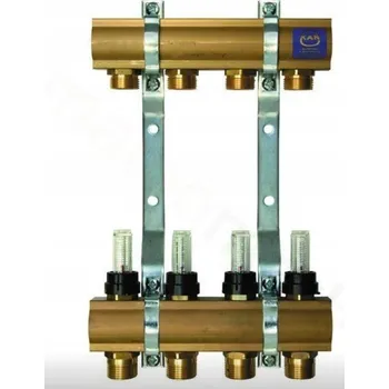 rozdělovač topení ROZDĚLOVAČ KAN-THERM 1" PRO ÚSTŘEDNÍ TOPENÍ, 4 OKRUHY S PRŮTOKOMĚRY 55040A