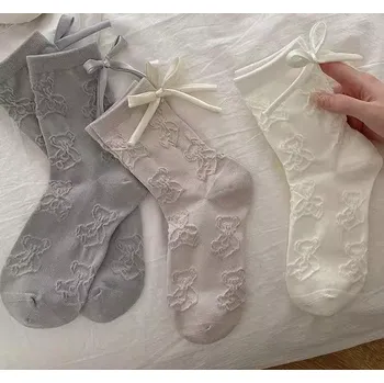 Dámské punčochy Dámske ponožky Teddies and Ribbon - 35-40 / lněná