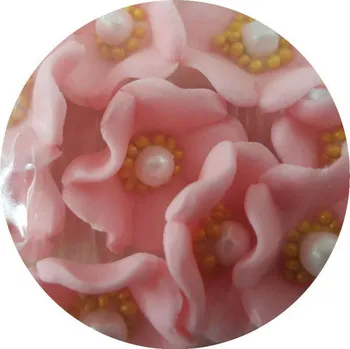 Jedlá dekorace na dort Cukrové květinky růžové 10ks - K Decor