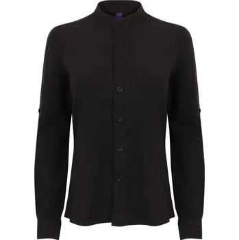 Dámská košile Henbury Dámská mandarínská košile s rolovatelným rukávem H593 Black M