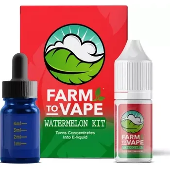 vaporizér Sada Farm to Vape Watermelon mění bylinné koncentráty, jako je vosk nebo olej, na e liquid. Sada Vape Kit se dodává s 10 ml ředidla s příchutí vodního melounu a skleněnou lahvičkou s kapátkem, kterou lze vyvařit a která slouží k míchání/ředění koncentrátů