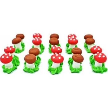 Jedlá dekorace na dort Cukrová figurka houby 20ks - K Decor