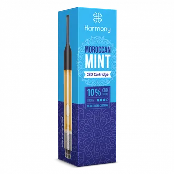 CBD Předem naplněné kazety Harmony Mint obsahují rafinovanou směs terpenů marocké máty s jemnými a sladkými podtóny.