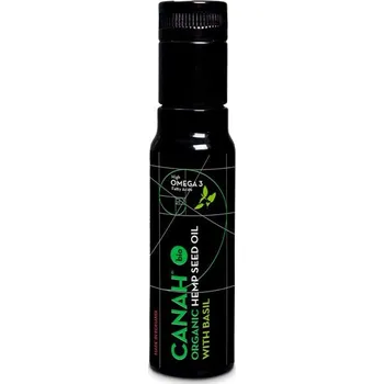 Rostlinný olej Za studena lisovaný BIO konopný olej nejvyšší jakosti s bazalkou. Ideální doplněk salátů a studené kuchyně.