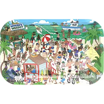 Střední kovový rolovací tác Where is Weedo? od firmy Best Buds.