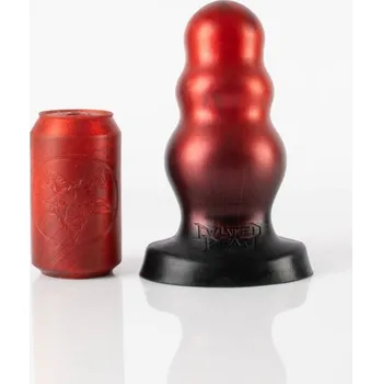 Anální kolík Twisted Beast Hole Reaver Demon Blood (Ombre) L, prémiový silikonový anální kolík 19,5 x 5,8–8,4 cm