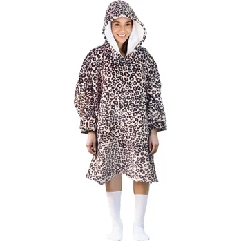 Cozy Noxxiez CH371 Leopard potisk hřejivá televizní mikinová deka s kapucí pro teenagery a