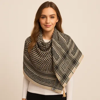 Šátek Dámský šátek 90 x 175 cm Střapce 23-11 - béžový