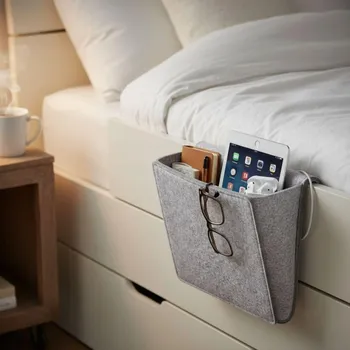 Úložný box Závěsný kapsář / organizér na postel - šedivý