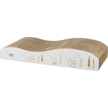 Trixie Vánoční kartonové škrabadlo s catnipem, 43.5 x 8 x 20 cm, bílá/zlatá