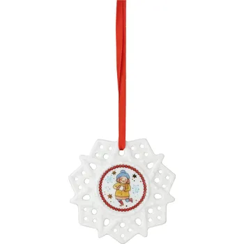 Vánoční dekorace Rosenthal Porcelánová ozdoba Vločka, motiv Děvčátko, Vánoční radovánky, Ø 8 cm 02248-727505-27618