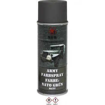 Barva ve spreji Armádní sprej MFH 400 ml, barva NATO GREEN