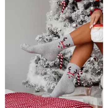 Dámské ponožky Dámské ponožky Spící Sob M - 37-41 / světle šedá