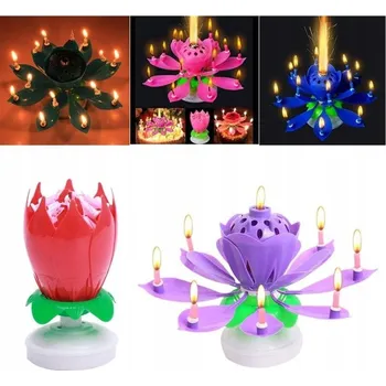 Dortová svíčka SVÍČKA KVĚTINOVÁ FONTÁNA HRACÍ NAROZENINOVÁ RŮŽOVÁ