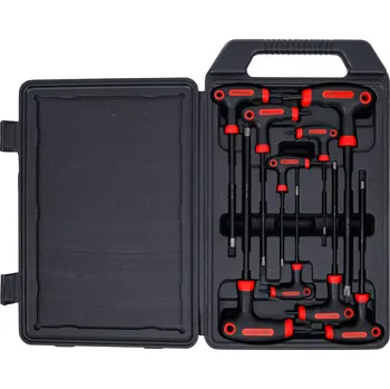 Klíč Zástrčné klíče Kraftmann T-profil T10 ÷ T50 BGS107880 s vrt., T-rukojeť. Sada 9 dílů (BGS 107880 Zástrčné klíče Kraftmann TORX (T-profil) T10 ÷ T50 s T rukojetí. Sada 9 ks)